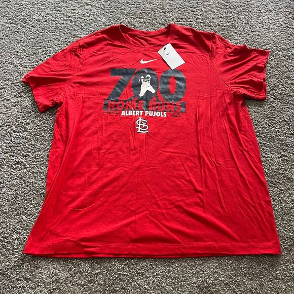NEW Nike Albert Pujols St. Louis Cardinals 700 Home Runs T Shirt MLB Size 2XL - Picture 1 of 6